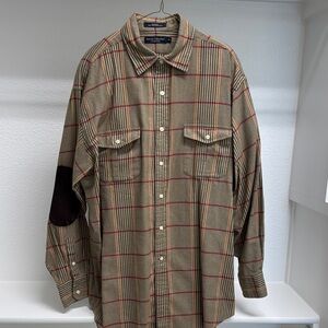 David Cremieux Men’s‎ XL Button Down Long Sleeve Elbow Patch 100% Cotton Shirt